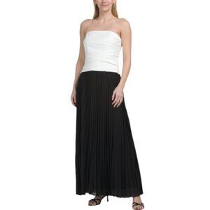 BETSY & ADAM Petite Strapless Pleated Skirt Dress